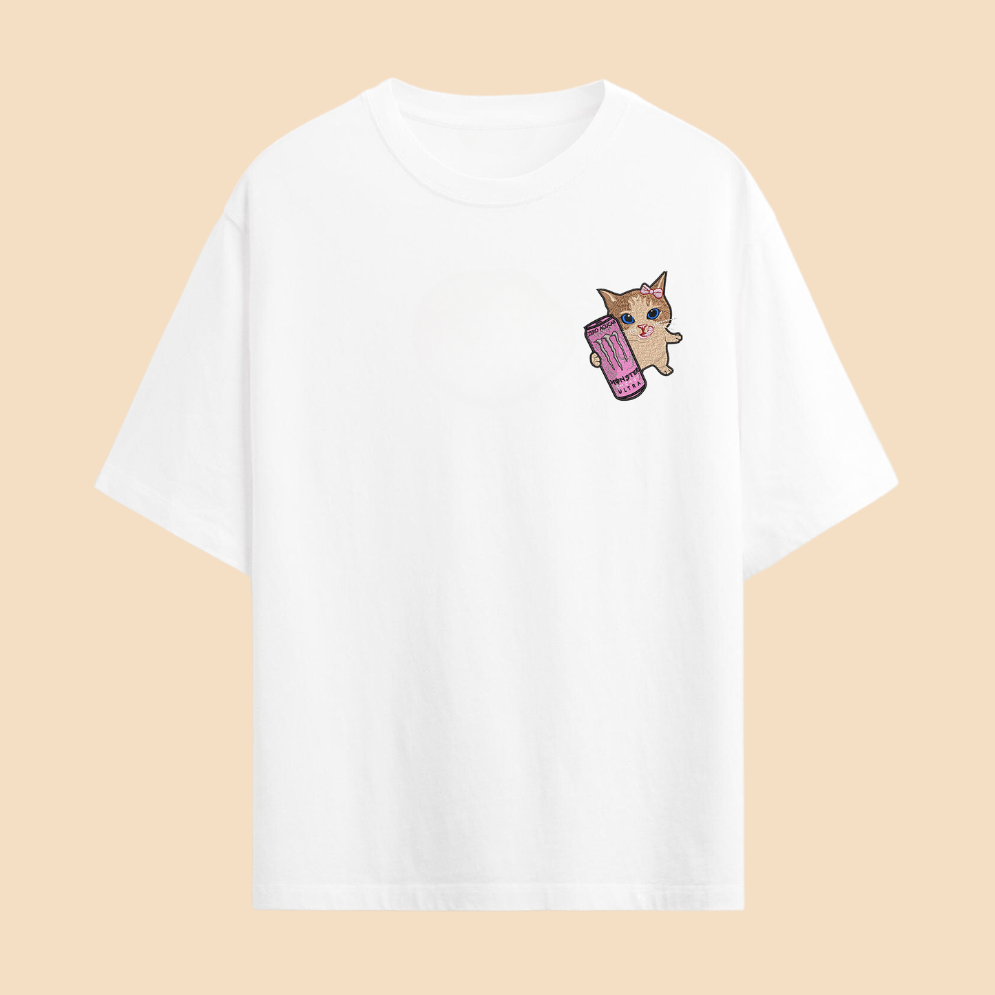 Camiseta Gatinho(a) segurando energetico