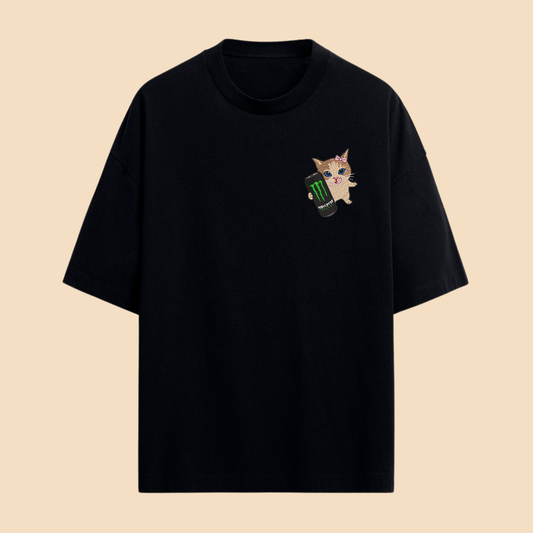 Camiseta Gatinho(a) segurando energetico