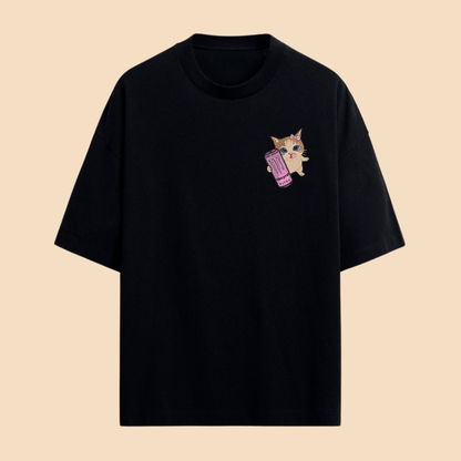 Camiseta Gatinho(a) segurando energetico