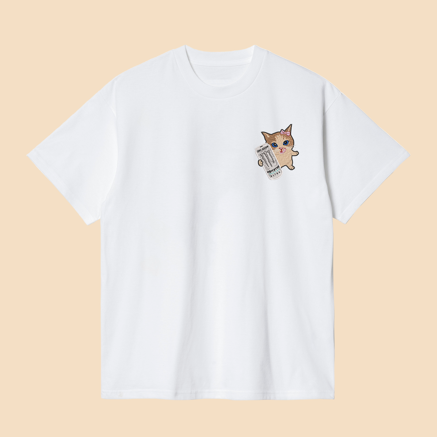 Camiseta Gatinho(a) segurando energetico