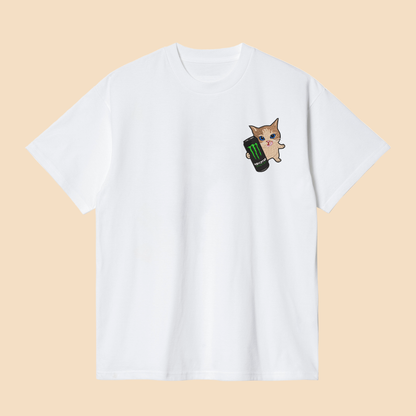 Camiseta Gatinho(a) segurando energetico