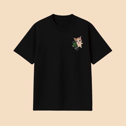 Camiseta Gatinho(a) segurando energetico